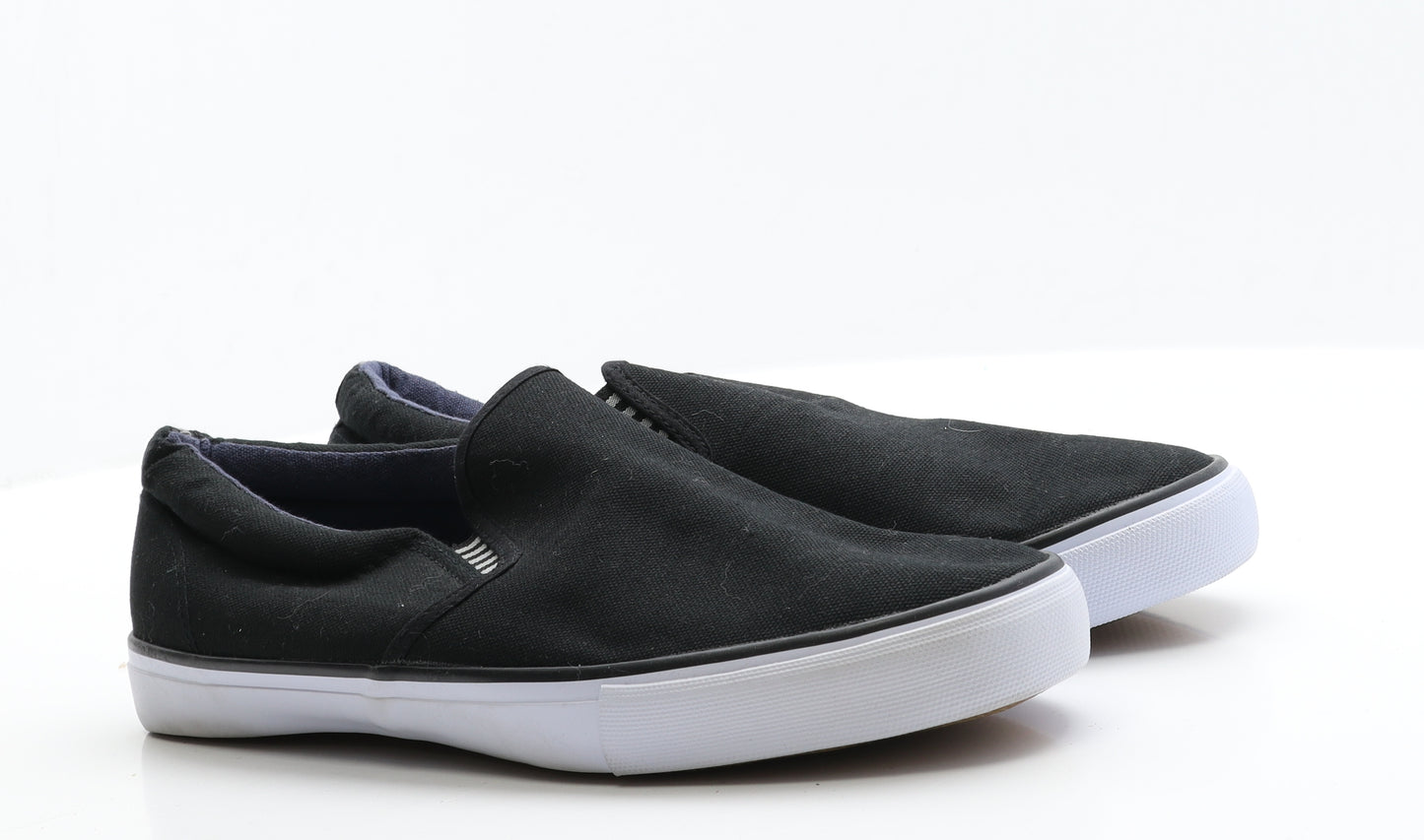 TU Mens Black  Fabric Slip On Casual 12