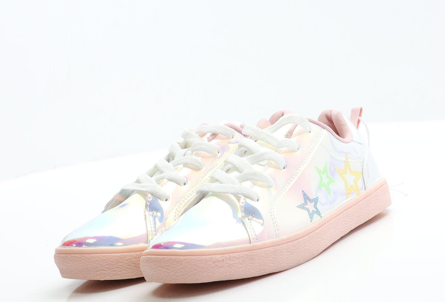 Matalan Girls Pink  Polyester Trainer  4 EUR 37  - star Detail