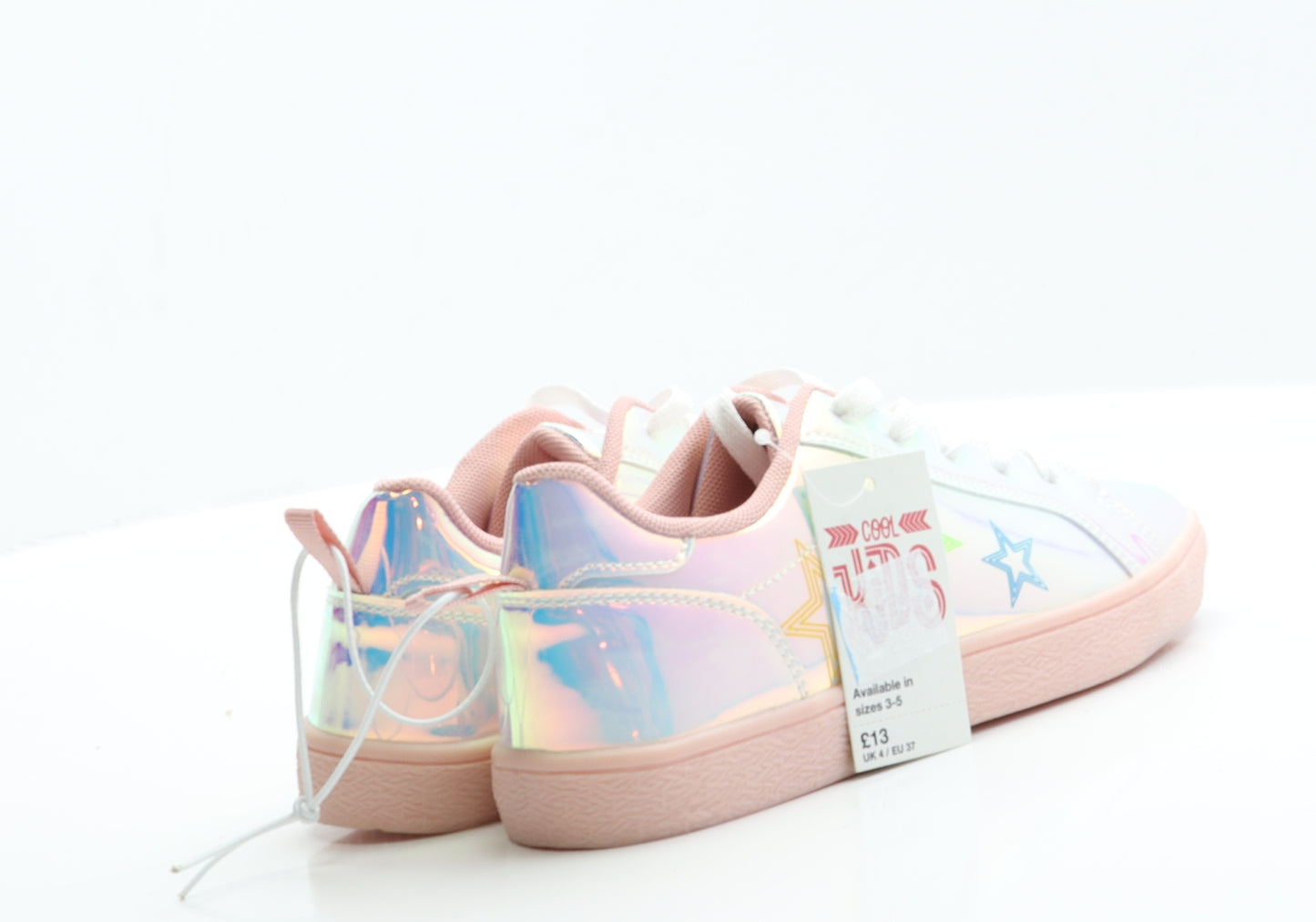 Matalan Girls Pink  Polyester Trainer  4 EUR 37  - star Detail