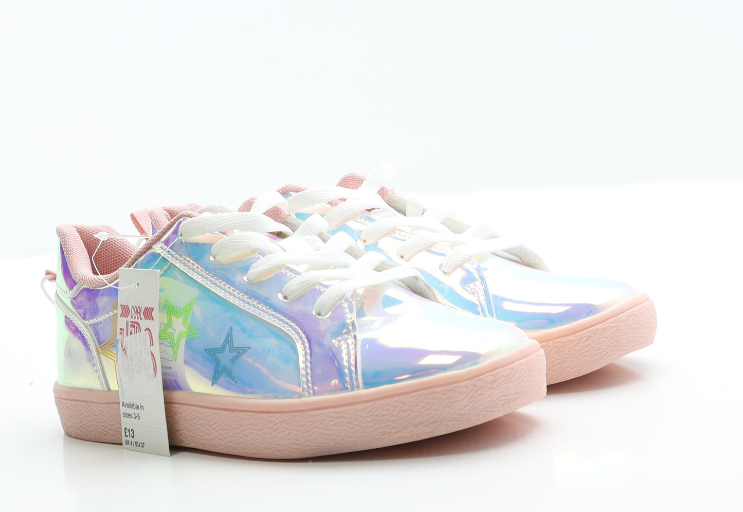 Matalan Girls Pink  Polyester Trainer  4 EUR 37  - star Detail