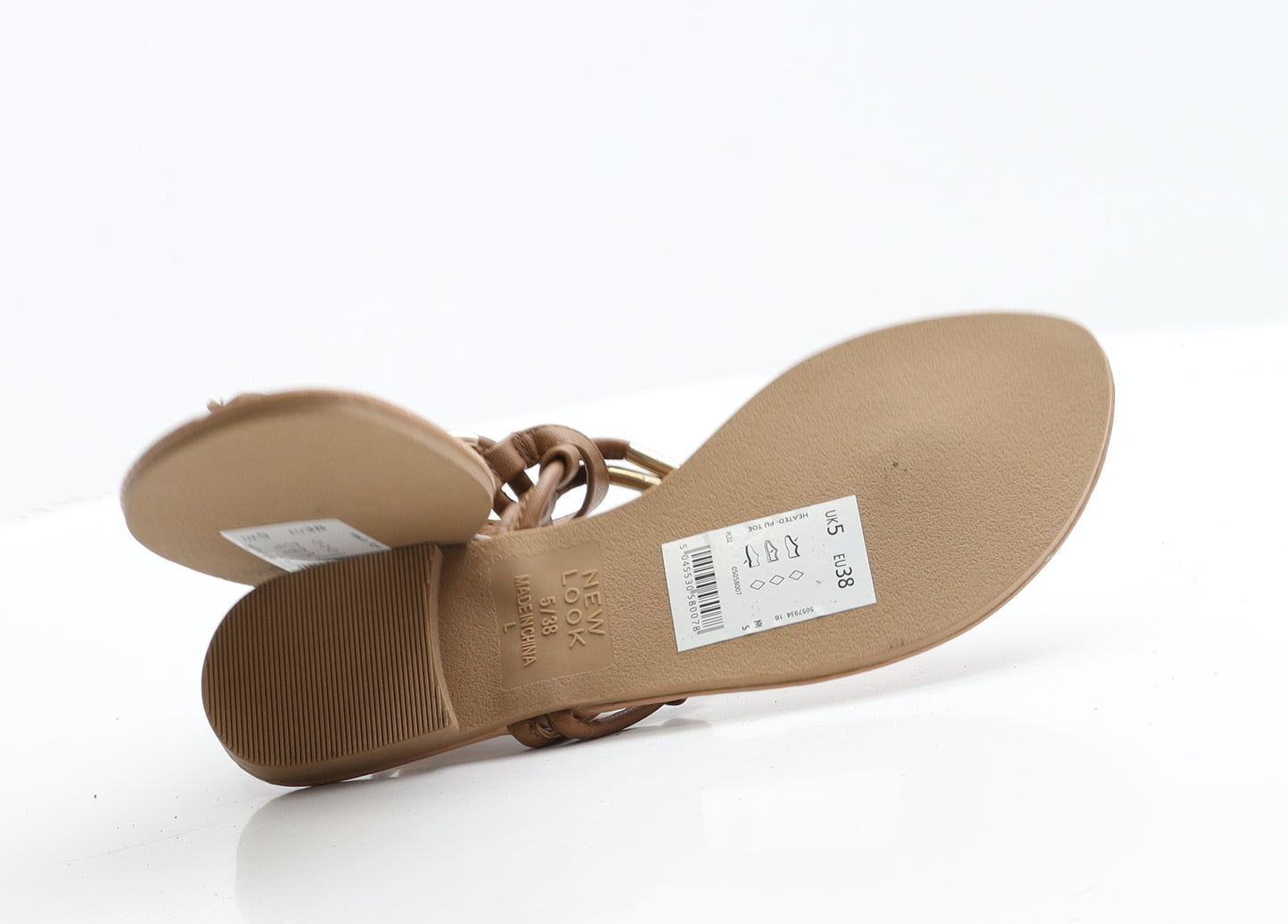 New Look Womens Brown  Polyester Thong Flat 5 38