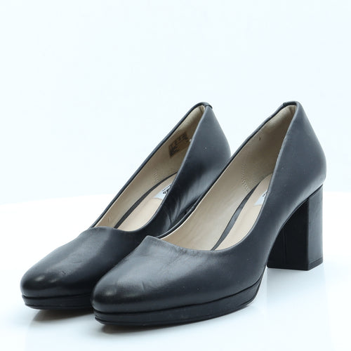 Clarks Womens Black  Faux Leather Court Heel 8