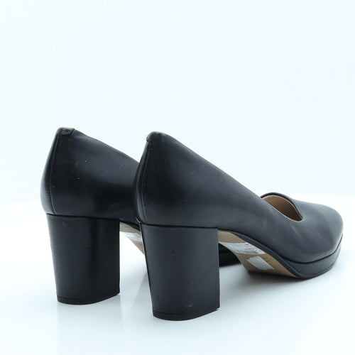 Clarks Womens Black  Faux Leather Court Heel 8