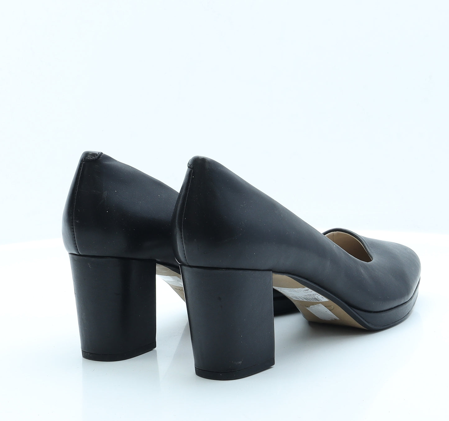 Clarks Womens Black  Faux Leather Court Heel 8