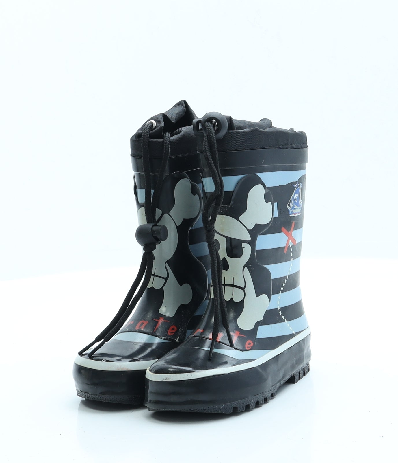 Dunnes Boys Blue Striped Rubber Wellies Boot 5 EUR 22  - Pirate
