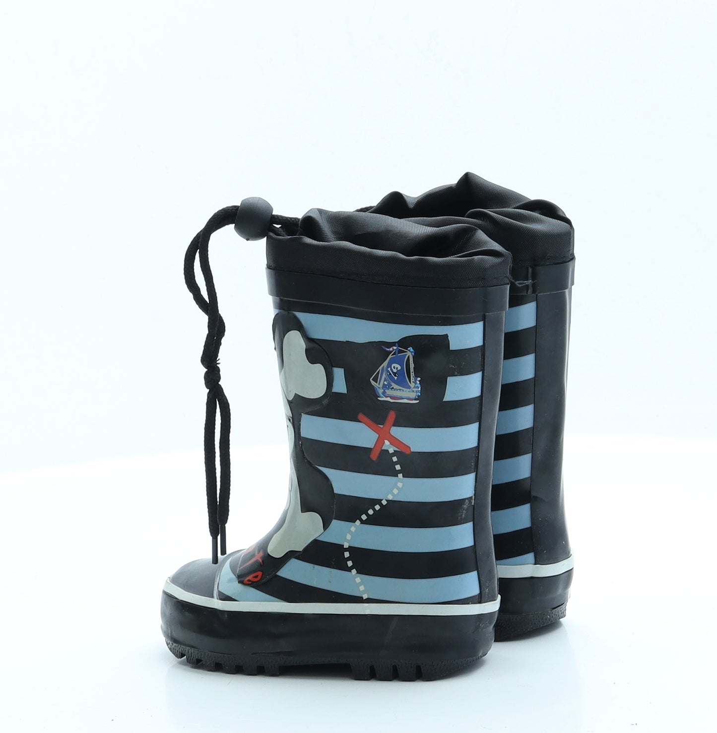 Dunnes Boys Blue Striped Rubber Wellies Boot 5 EUR 22  - Pirate