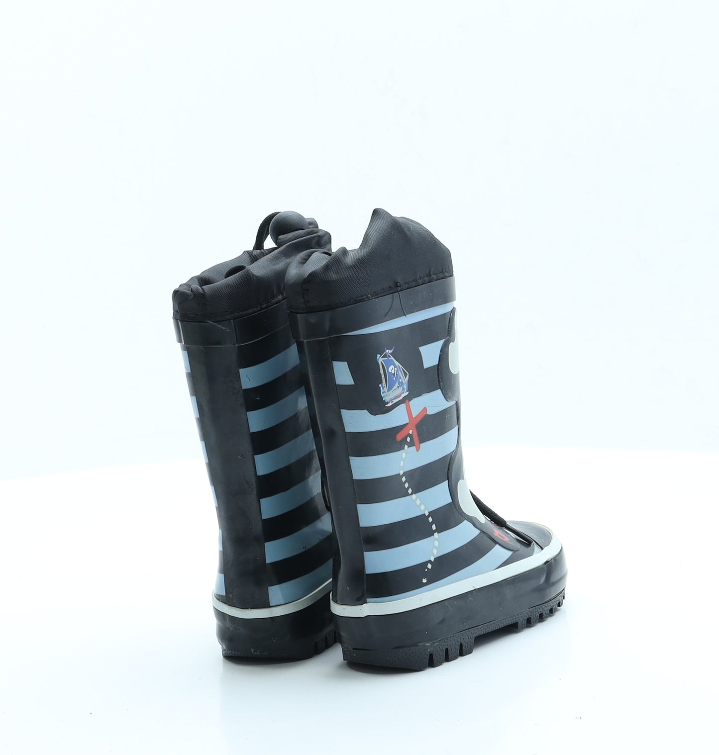 Dunnes Boys Blue Striped Rubber Wellies Boot 5 EUR 22  - Pirate
