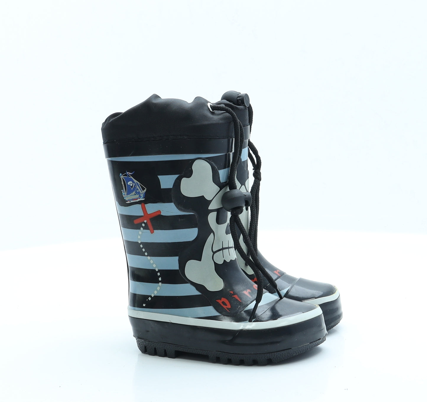 Dunnes Boys Blue Striped Rubber Wellies Boot 5 EUR 22  - Pirate