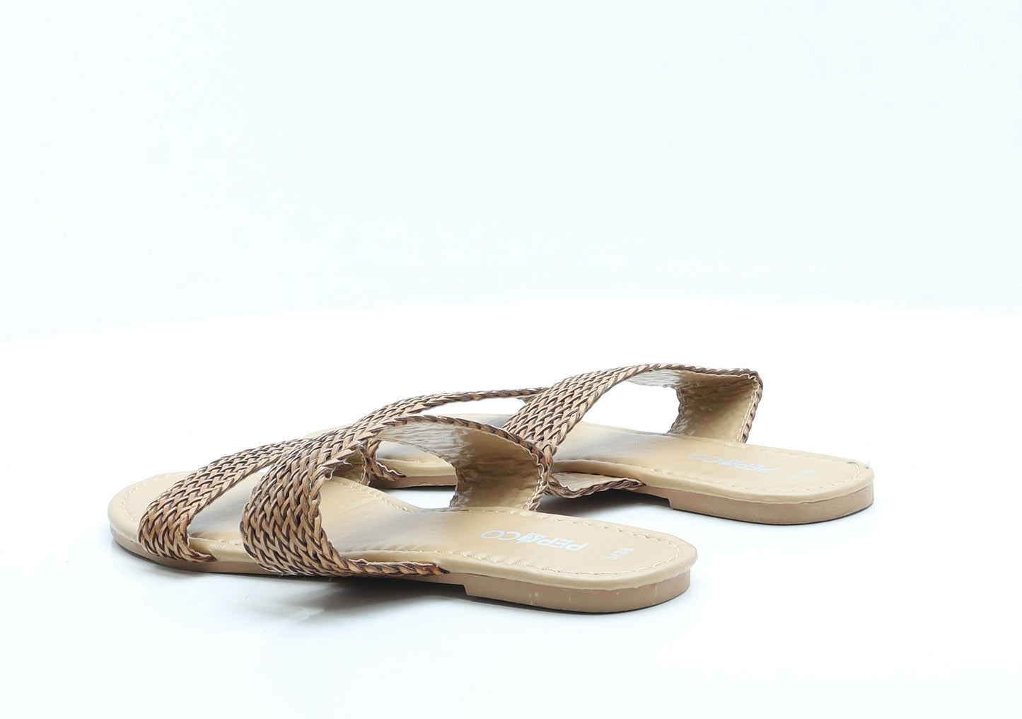 Pep & Co Womens Brown  Polyester Slip On Sandal 5 38