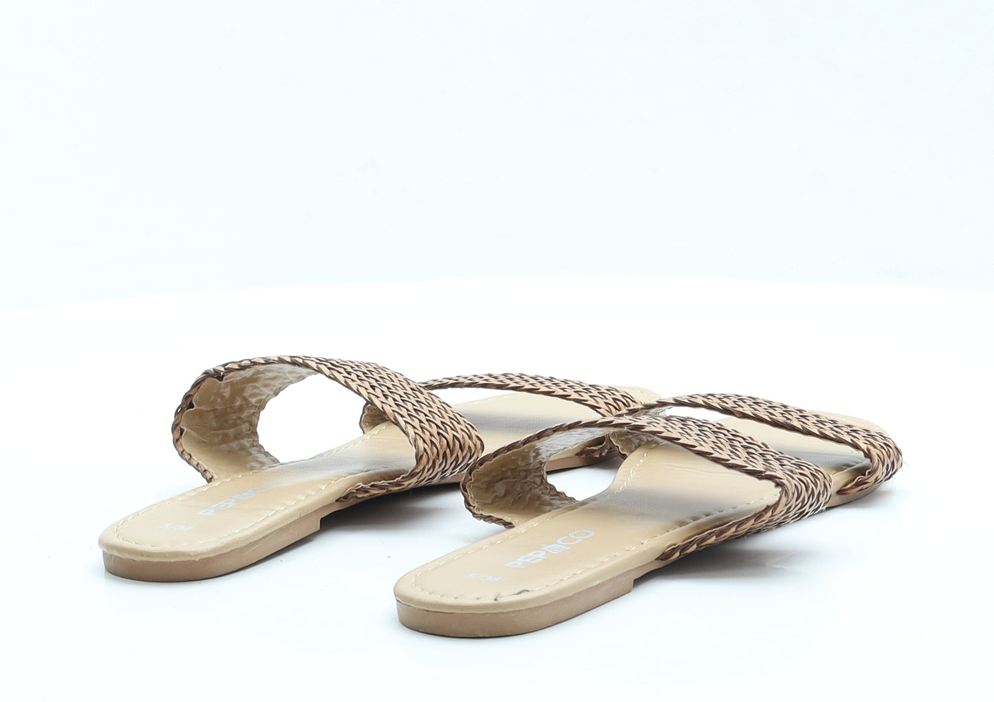 Pep & Co Womens Brown  Polyester Slip On Sandal 5 38