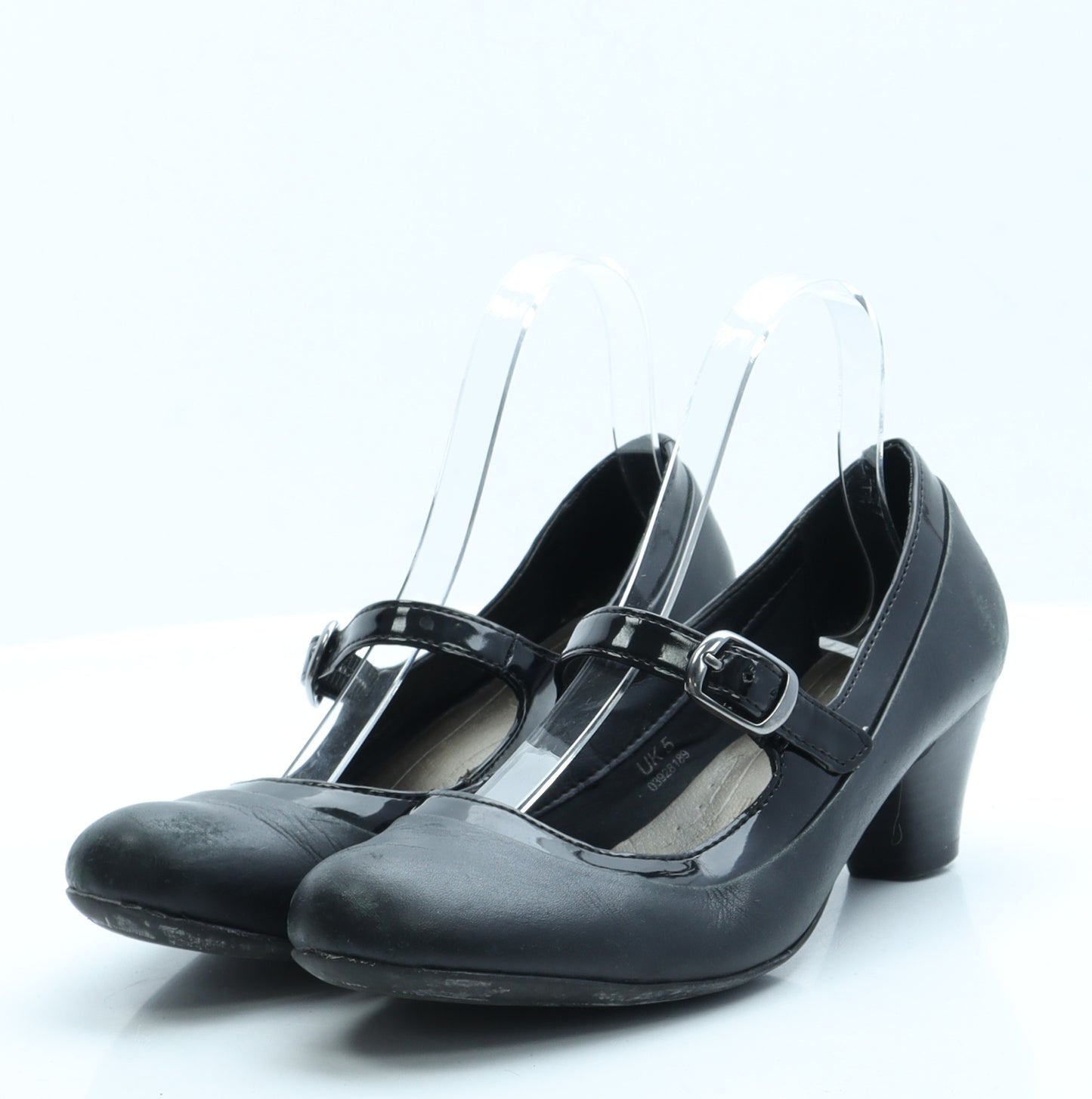 FootGlove Womens Black  Faux Leather Court Heel 5