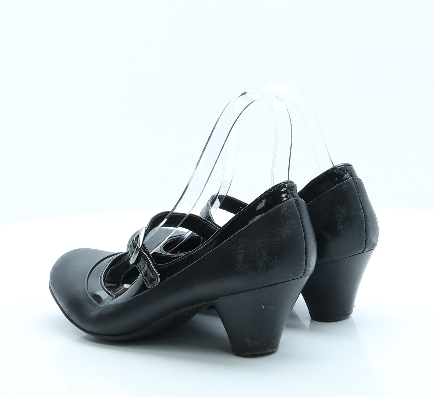 FootGlove Womens Black  Faux Leather Court Heel 5