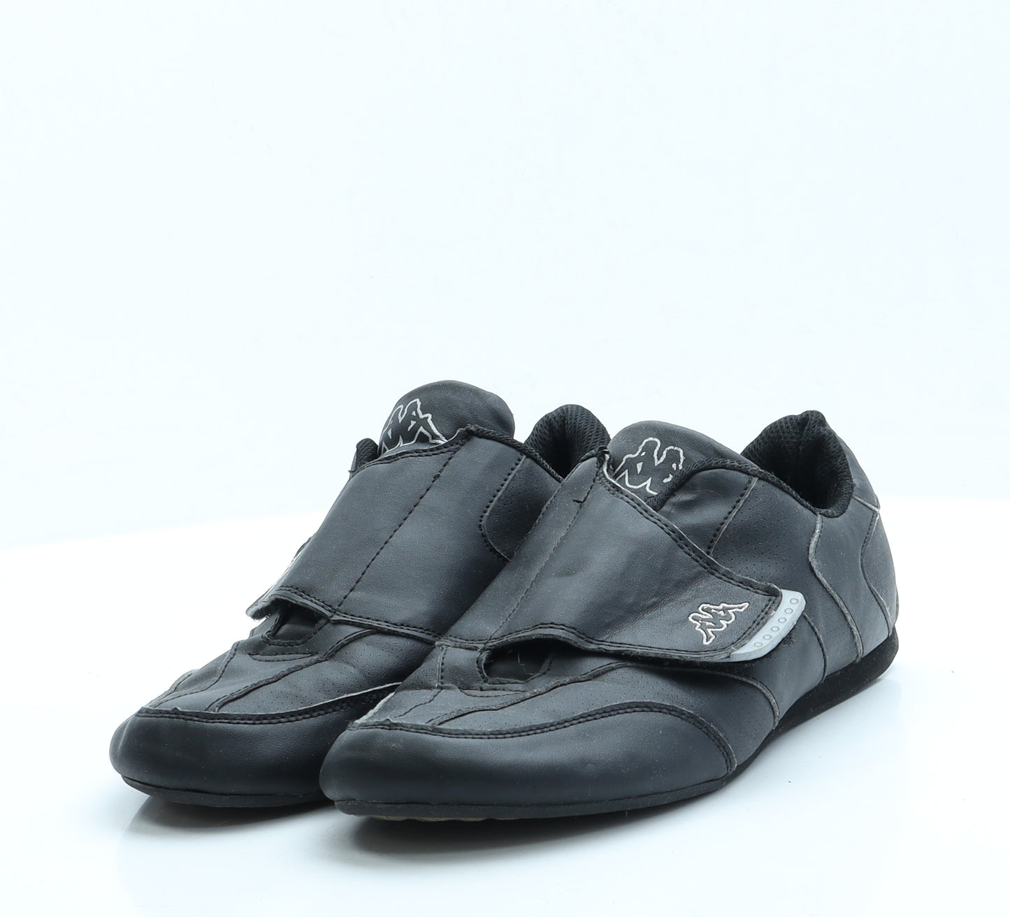 Kappa Womens Black  Faux Leather Trainer Flat 5.5