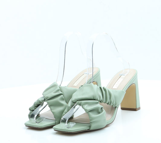 Primark Womens Green  Faux Leather Mule Heel 4 EUR 37 US 6