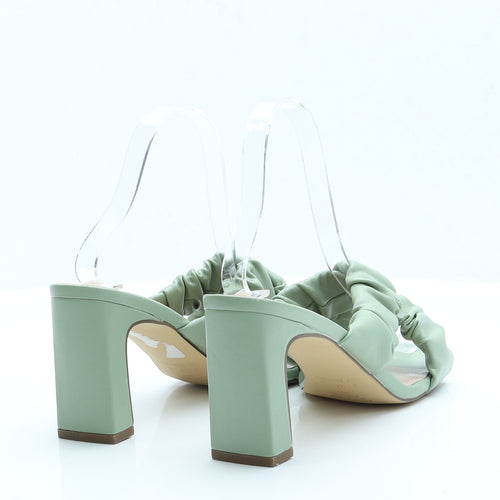 Primark Womens Green  Faux Leather Mule Heel 4 EUR 37 US 6