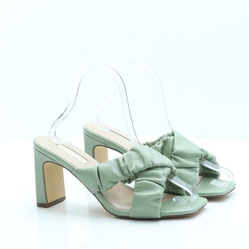 Primark Womens Green  Faux Leather Mule Heel 4 EUR 37 US 6