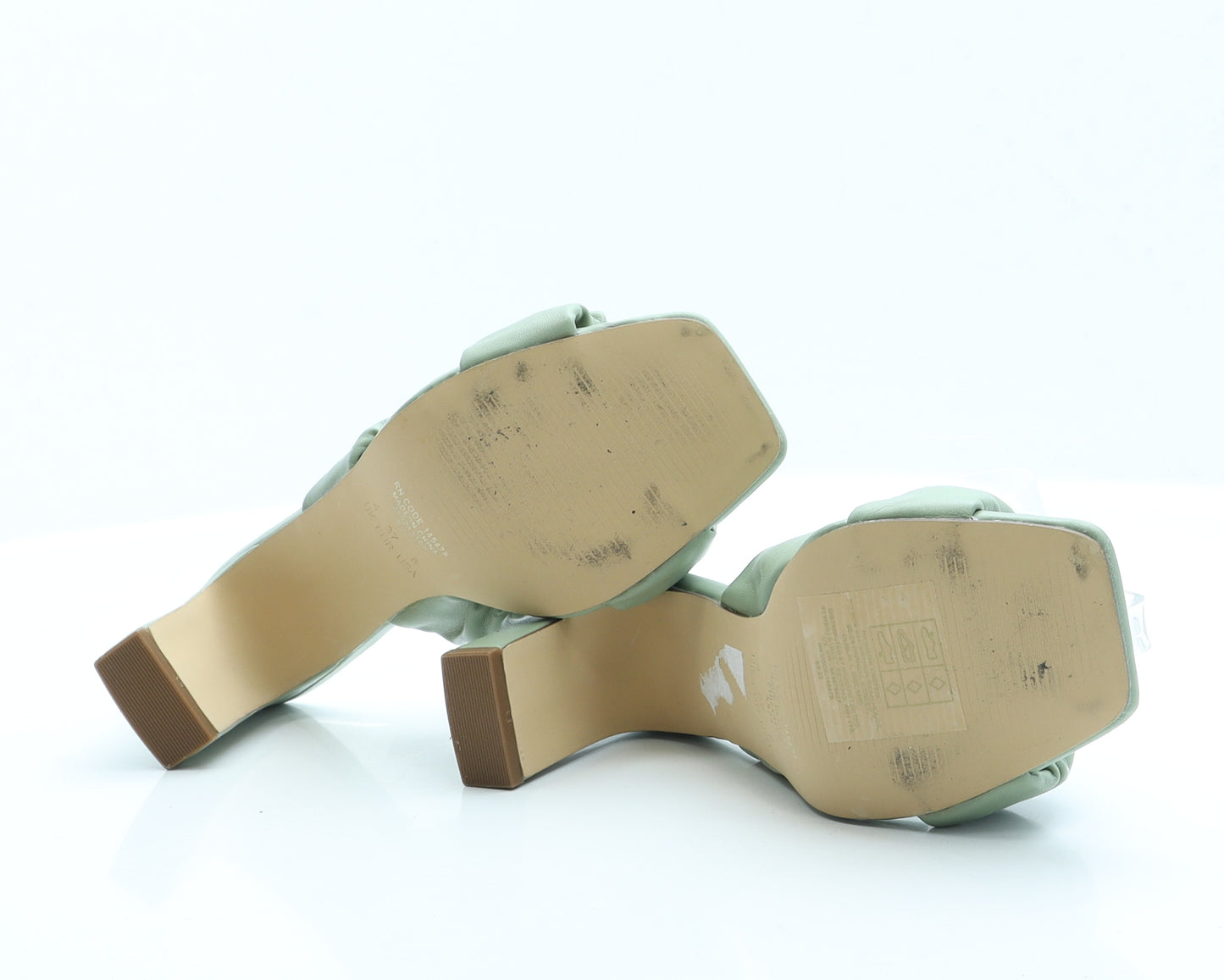 Primark Womens Green  Faux Leather Mule Heel 4 EUR 37 US 6