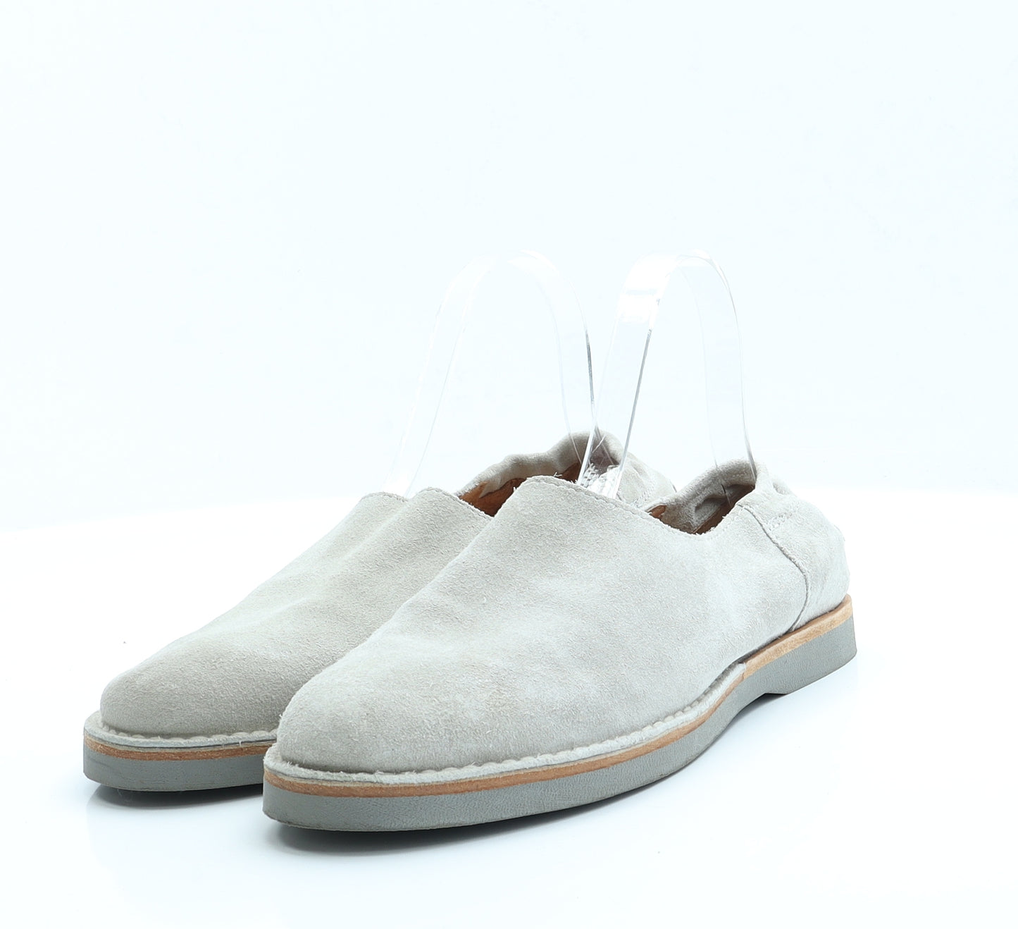 Shabbies Womens Grey  Faux Suede Loafer Flat 7 40