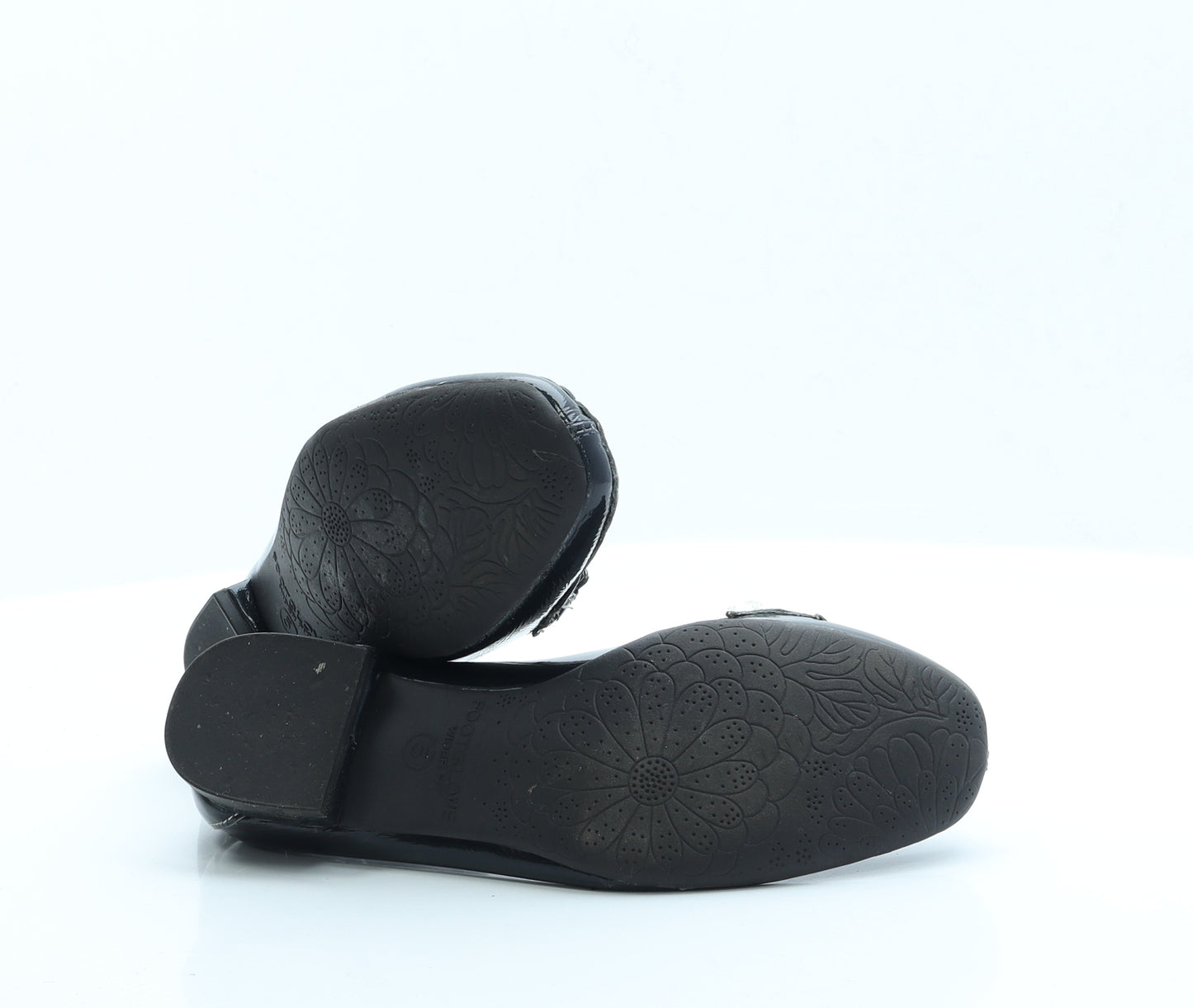 FootGlove Womens Blue  Leather Slip On Flat 5   - Wide Fit
