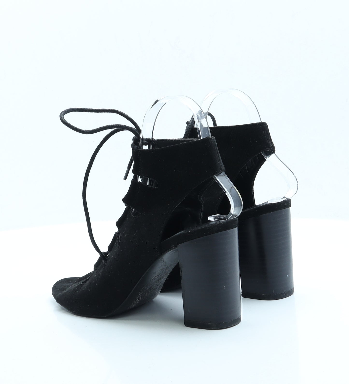 FOREVER 21 Womens Black  Faux Suede Gladiator Heel 4