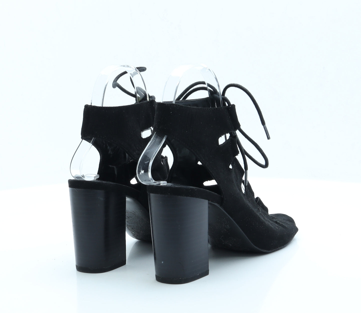 FOREVER 21 Womens Black  Faux Suede Gladiator Heel 4