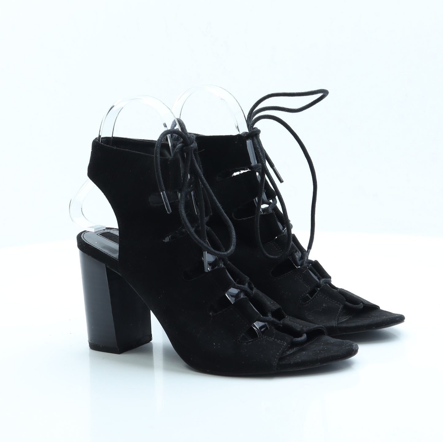 FOREVER 21 Womens Black  Faux Suede Gladiator Heel 4