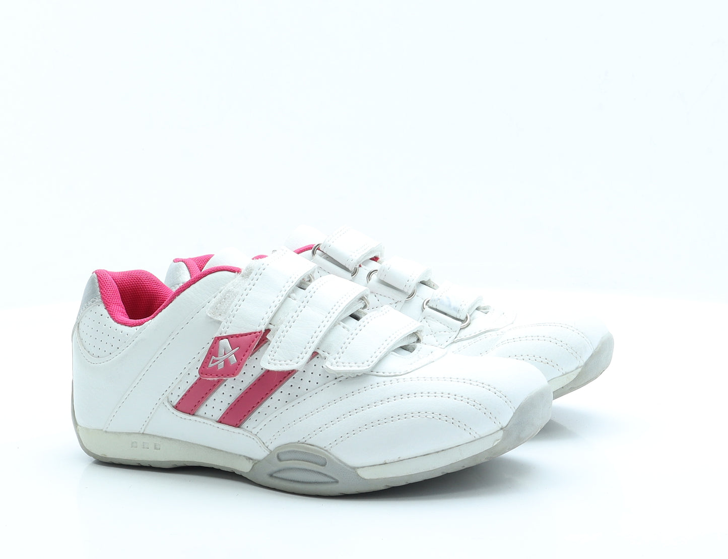 LA Gear Womens White Striped Polyester Trainer Casual 5 38