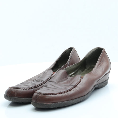 Preworn Womens Brown  Faux Leather Loafer Flat 7 40
