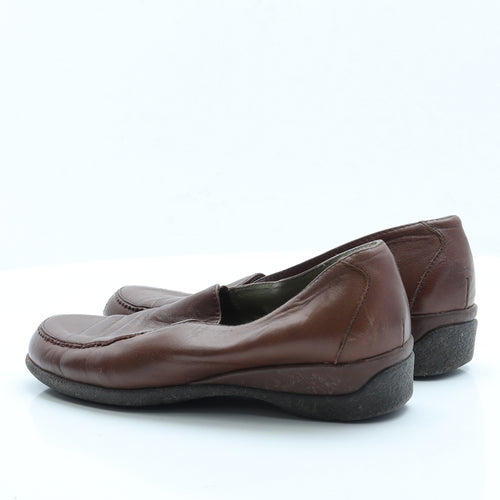 Preworn Womens Brown  Faux Leather Loafer Flat 7 40