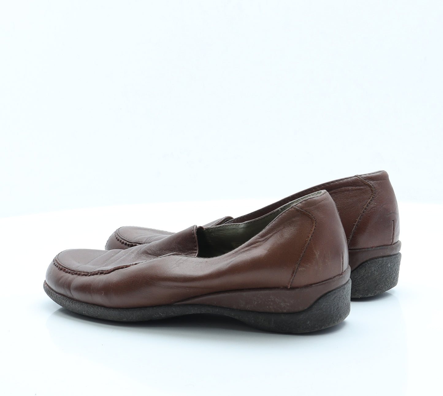 Preworn Womens Brown  Faux Leather Loafer Flat 7 40