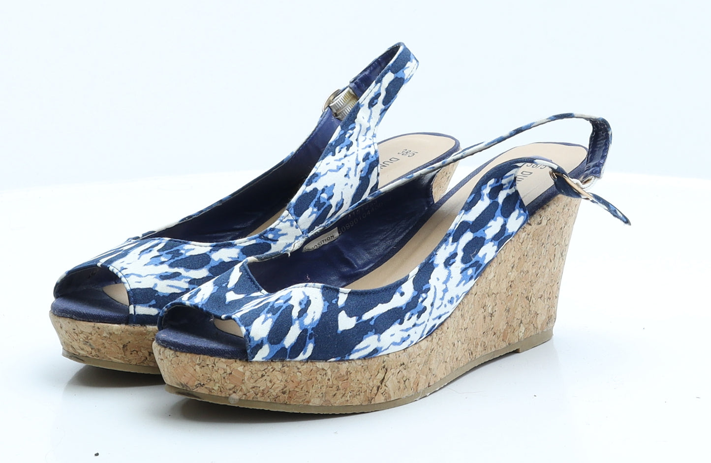 Dunnes Womens Blue  Polyester Slingback Sandal 5 EUR 38