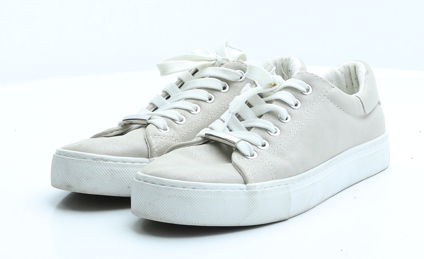 New Look Womens Beige  Faux Suede Trainer Flat 5 38