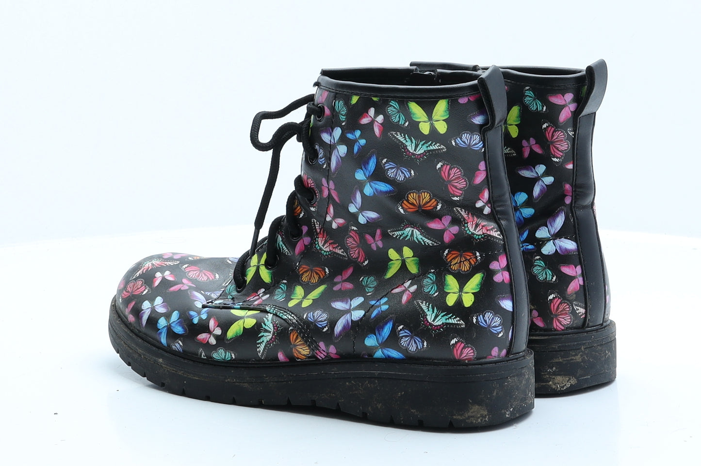 Sketchers Womens Multicoloured Floral Faux Leather Combat Boot 4 EUR 37