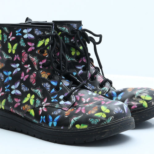 Sketchers Womens Multicoloured Floral Faux Leather Combat Boot 4 EUR 37