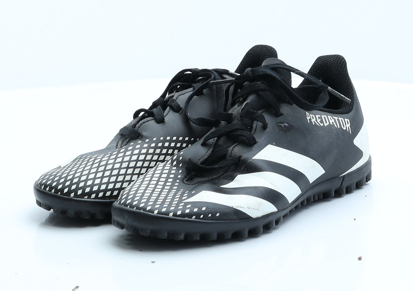 adidas Boys Black Striped Faux Leather Trainer  4 EUR 37