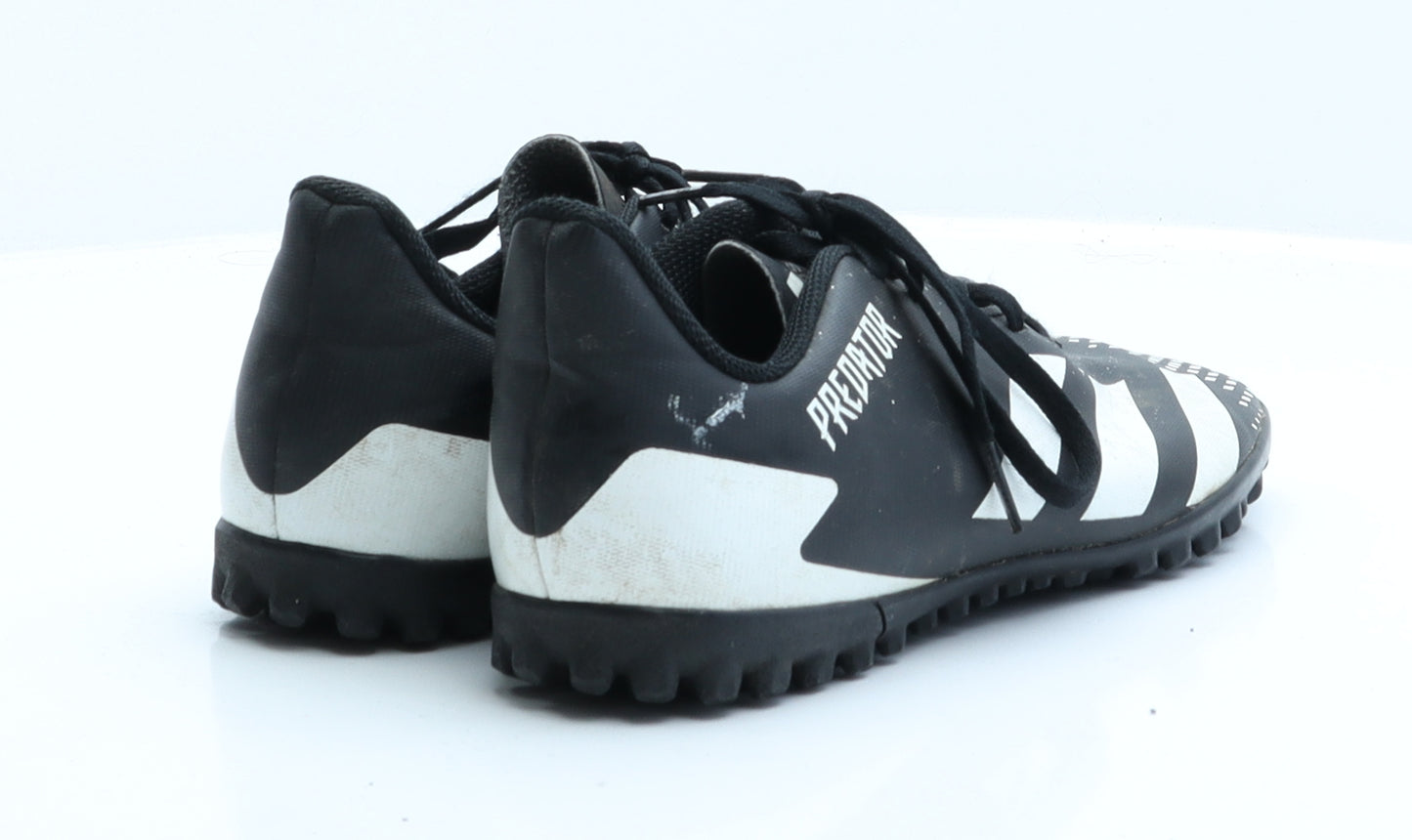 adidas Boys Black Striped Faux Leather Trainer  4 EUR 37