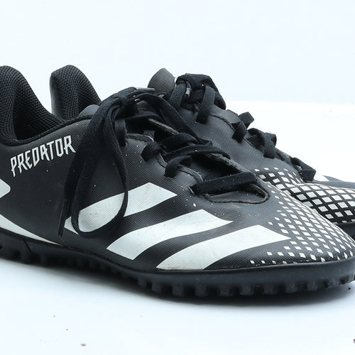 adidas Boys Black Striped Faux Leather Trainer  4 EUR 37