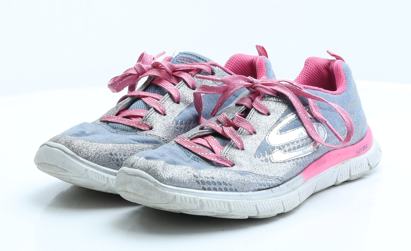 Sketchers Womens Blue  Polyester Trainer  5 EUR 38