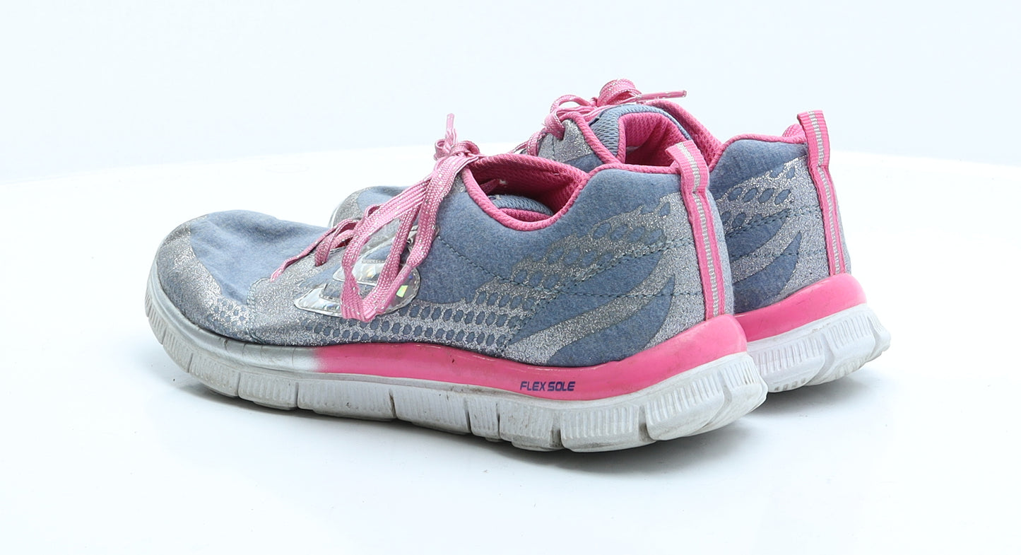 Sketchers Womens Blue  Polyester Trainer  5 EUR 38