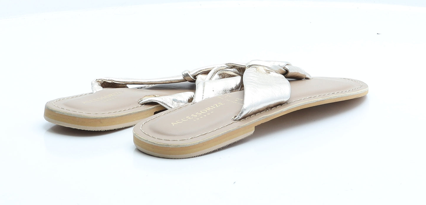 Accessorize Womens Gold  Polyester Flip-Flop Sandal 5 EUR 38