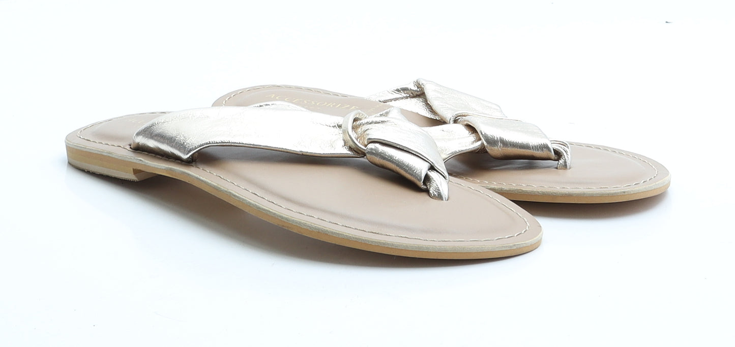 Accessorize Womens Gold  Polyester Flip-Flop Sandal 5 EUR 38