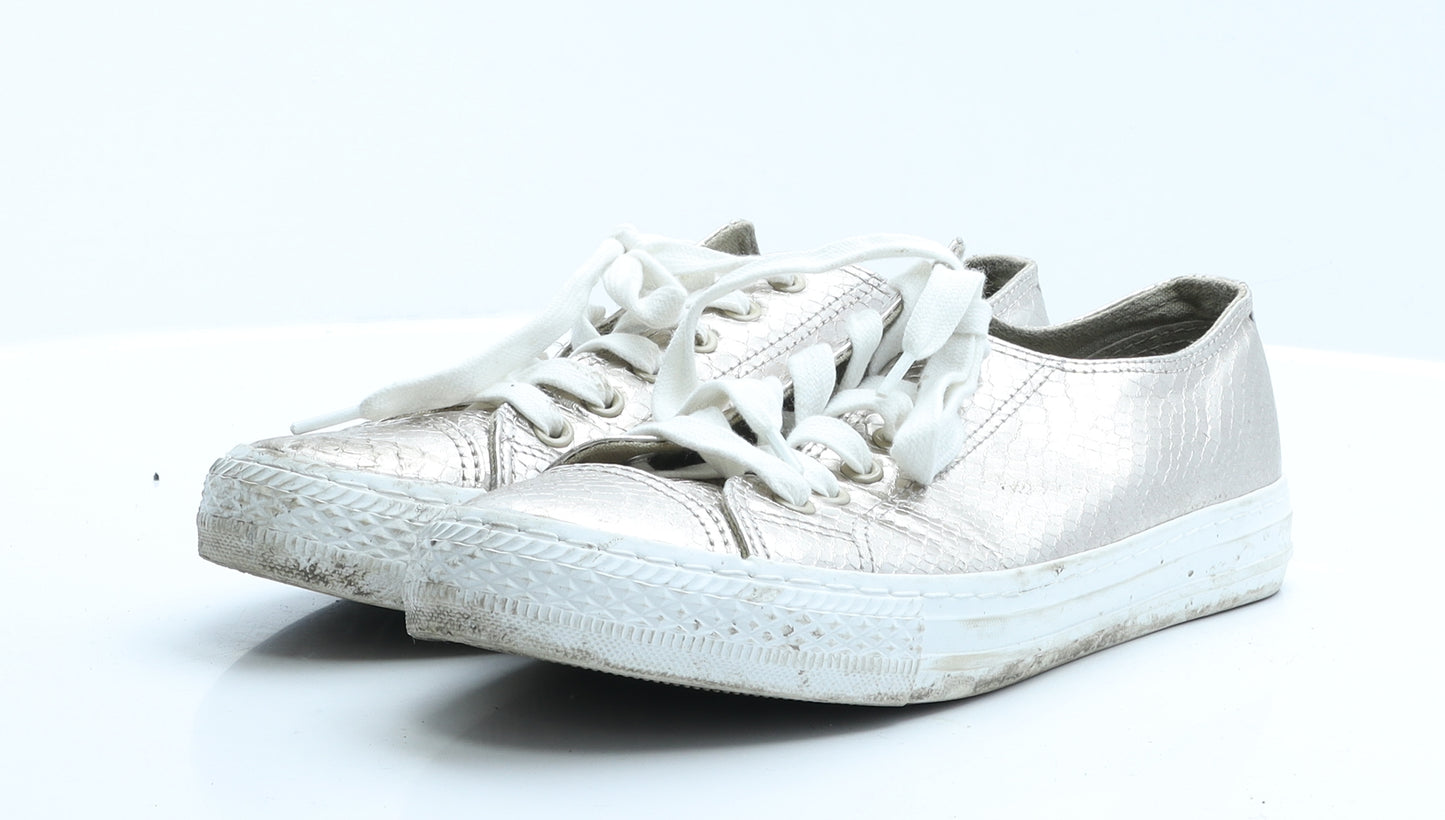NEXT Womens Gold Animal Print Rubber Trainer Flat 6.5 40