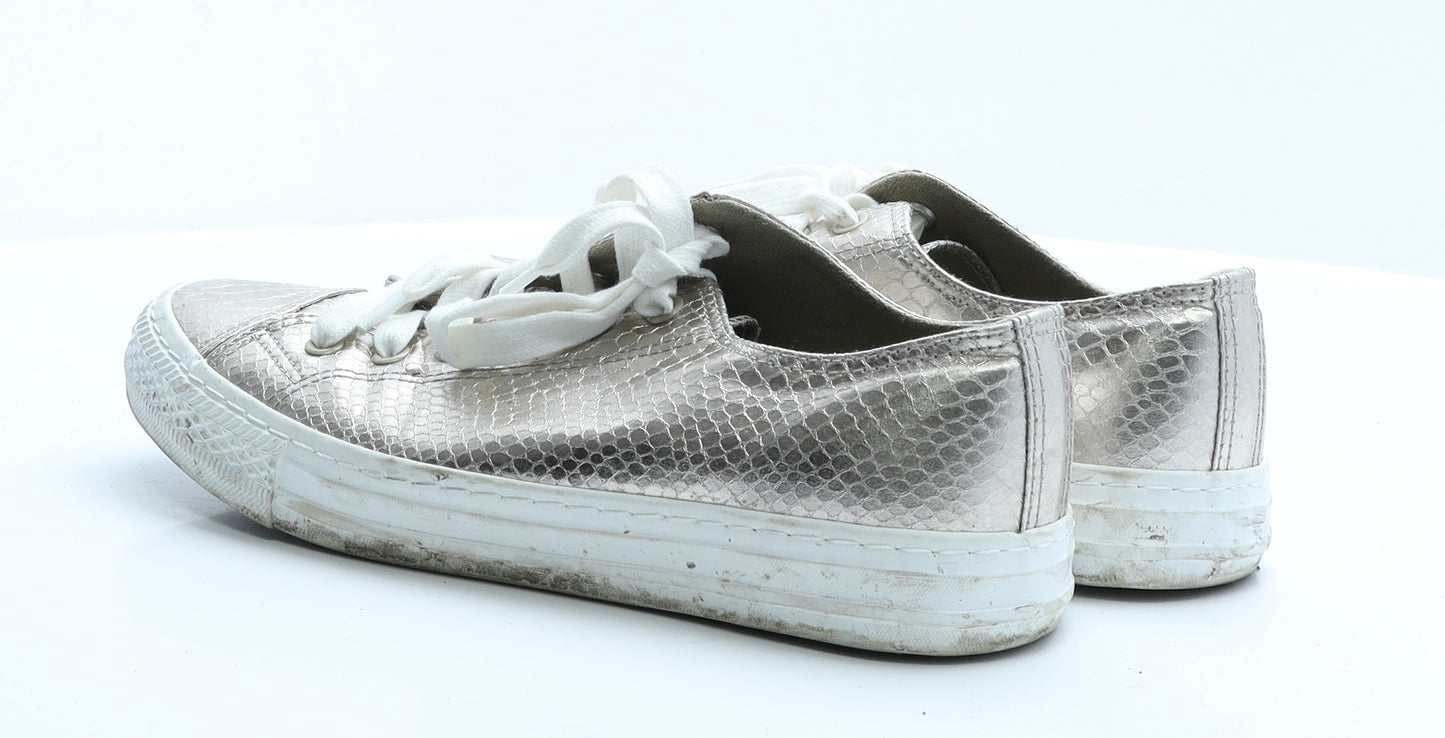 NEXT Womens Gold Animal Print Rubber Trainer Flat 6.5 40
