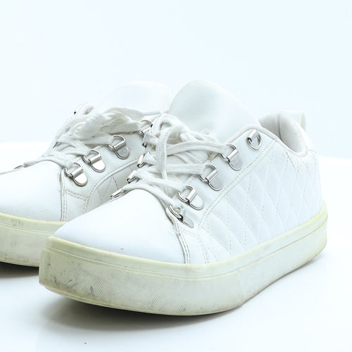 Primark Womens White  Polyester Trainer Flat 5 38