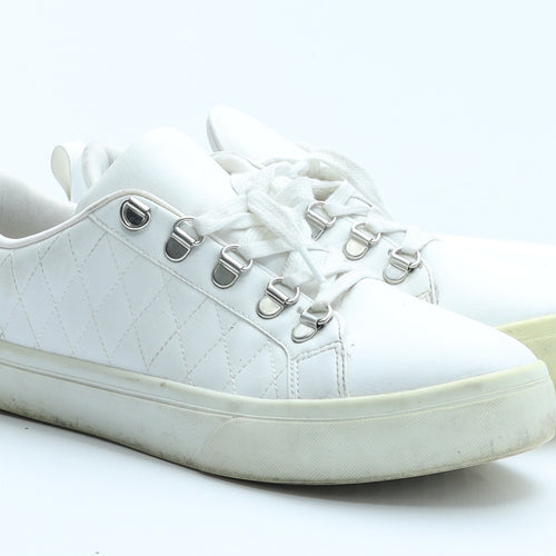 Primark Womens White  Polyester Trainer Flat 5 38