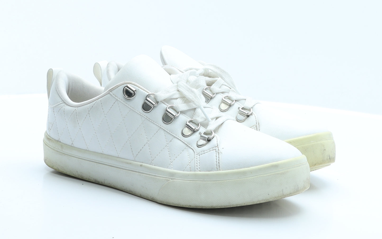 Primark Womens White  Polyester Trainer Flat 5 38