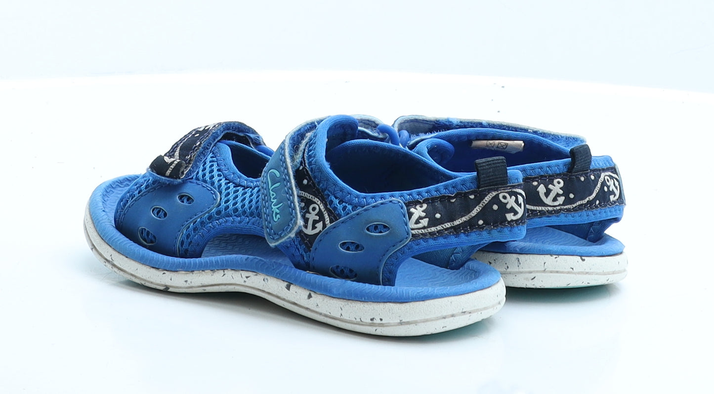 Clarks Boys Blue Geometric Polyester Fisherman Sandal 9