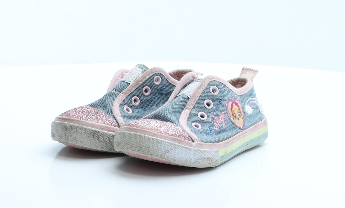 George Girls Blue Colourblock Polyester Trainer Flat 7   - paw patrol