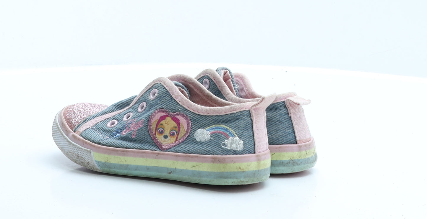 George Girls Blue Colourblock Polyester Trainer Flat 7   - paw patrol
