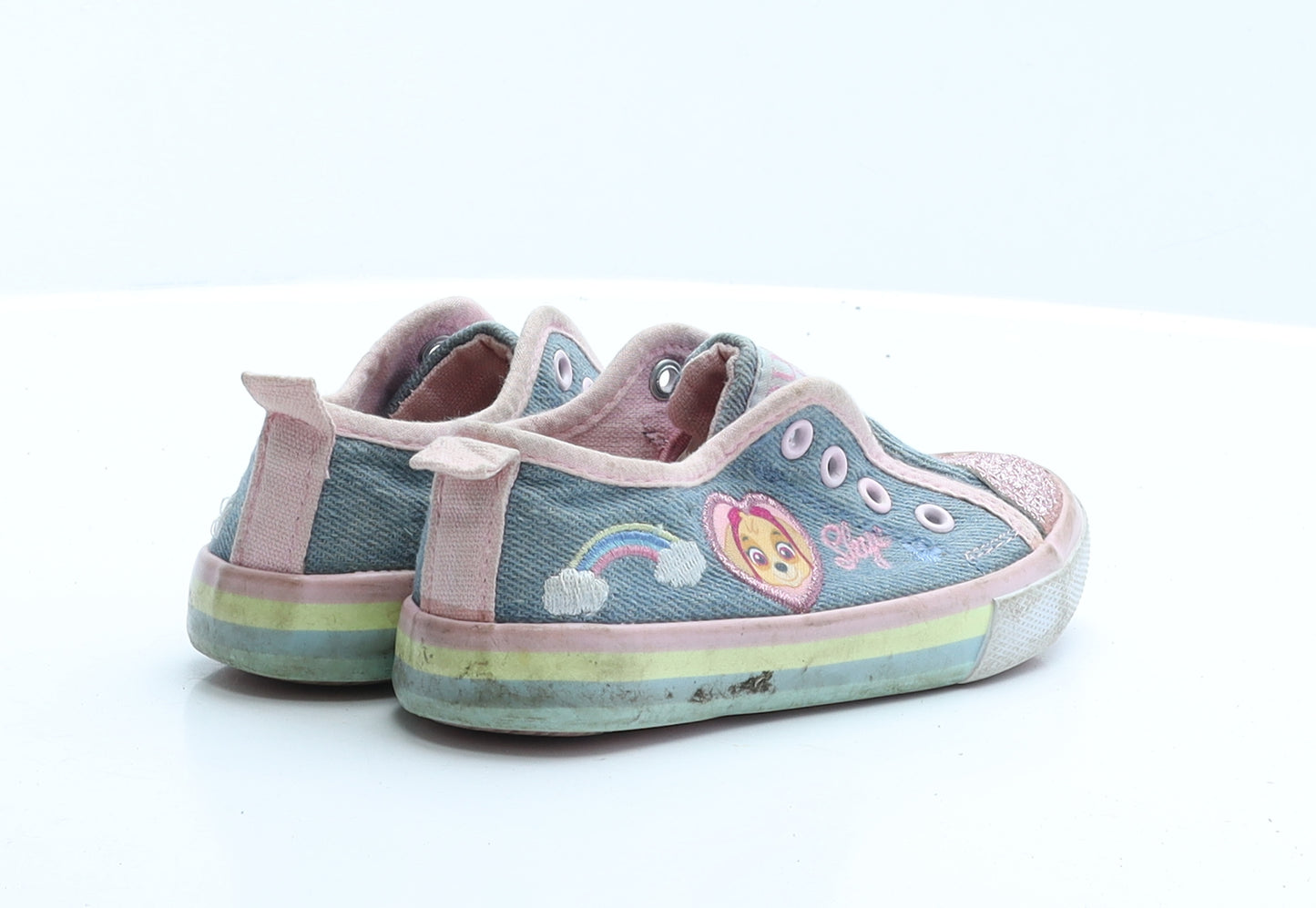 George Girls Blue Colourblock Polyester Trainer Flat 7   - paw patrol